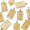 10Pcs 1 style Brass Micro Pave Clear Cubic Zirconia Tarot Card Pendants ZIRC-LS0001-01G-4