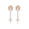 Brass Micro Pave Clear Cubic Zirconia Stud Earring Findings KK-S364-142-1