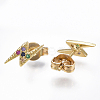 Brass Micro Pave Cubic Zirconia Flash Stud Earrings EJEW-S201-46-1