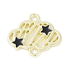 Rack Plating Alloy Black Enamel Cloud with Star Links Connector Charms PALLOY-F018-04G-01-1