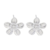 Brass Pave Clear Cubic Zirconia Stud Earring Findings KK-F875-05P-1