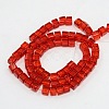 4~5mm Cube Transparent Red Glass Beads Strands X-GS4mm-C46-2