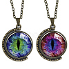 Double-sided Picture Glass Rotatable Pendant Necklaces NJEW-F200-35AB-1