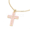 Brass Micro Pave Cubic Zirconia Cross Pendant Necklaces NJEW-F281-08-2