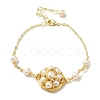 Flower Natural Pearl Link Bracelets BJEW-C051-28G-1