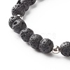 Natural Obsidian & Lava Rock Round Beads Stretch Bracelets Set BJEW-JB06982-04-14