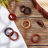 DELORIGIN 8Pcs 2 Style Wood Grooved Finger Ring Settings WOOD-DR0001-01-5