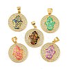 Brass Pendants Micro Pave Cubic Zirconia with Synthetic Opal KK-K356-01G-1