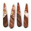 Transparent Resin & Walnut Wood Pendants RESI-N039-69D-1