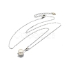 Natural Pearl Pendant Necklace with 925 Sterling Paperclip Chains NJEW-I124-149-2