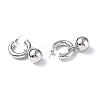 Brass Ring with Ball Dangle Stud Earrings EJEW-P214-07P-2