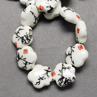 Handmade Printed Porcelain Beads PORC-Q166-2-1