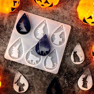 Halloween Theme Silicone Pendant Molds DIY-E055-22-1