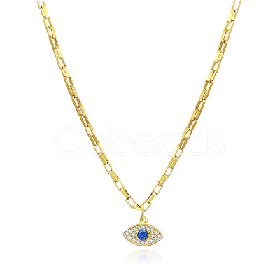 Evil Eye Brass Micro Pave Cubic Zirconia Pendant Necklaces NJEW-PH01395-1