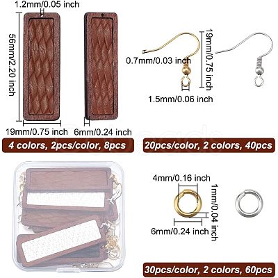 Olycraft DIY Rectangle Dangle Earring Making Kit DIY-OC0009-48-1