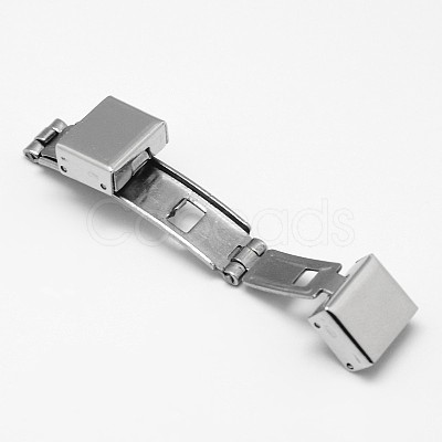 Tarnish Resistant Rectangle 201 Stainless Steel Watch Band Clasps STAS-F067-03-1