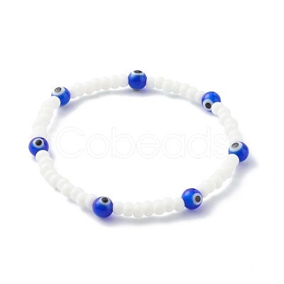 Glass Beads & Handmade Lampwork Beads Stretch Bracelets for Kid BJEW-JB06475-02-1