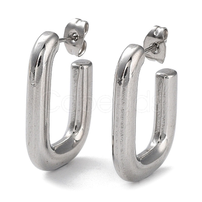 304 Stainless Steel Rectangle Ear Studs for Women X-EJEW-P234-04P-1