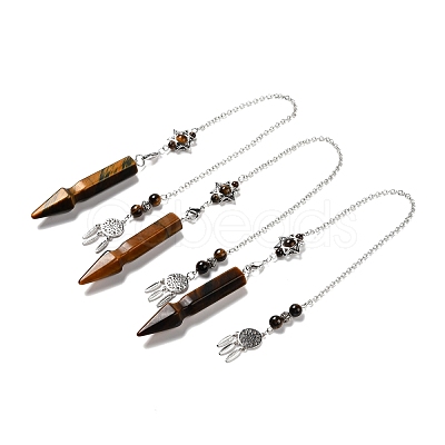 Natural Tiger Eye Pointed Dowsing Pendulums G-I322-01P-10-1