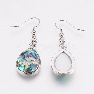 Natural Abalone Shell/Paua Shell Dangle Earrings X-EJEW-F158-A02-1