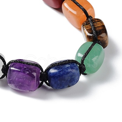 Natural Mixed Gemstone Rectangle Braided Bead Bracelets BJEW-P295-01-1