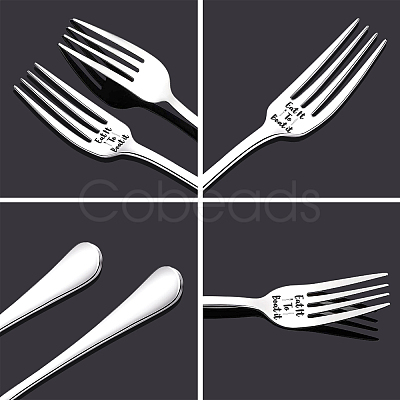 Word Pattern Stainless Steel Fork AJEW-WH0191-005-1