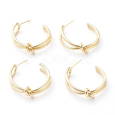 Brass Stud Earrings EJEW-Z007-02G-1