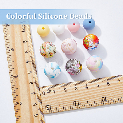 HOBBIESAY 10 Style Food Grade Eco-Friendly Silicone Beads SIL-HY0001-18-1