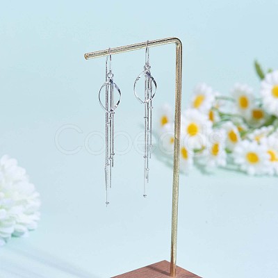 Anti-Tarnish Rhodium Plated 925 Sterling Silver Teardrop with Chain Tassel Dangle Earrings JE1044A-1