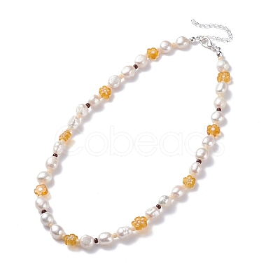 Natural Pearl Beaded Necklace NJEW-TA00018-01-1