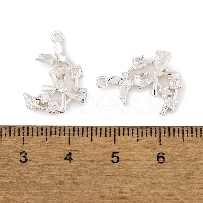 Brass Micro Pave Clear Cubic Zirconia Pendants KK-L212-23S-1