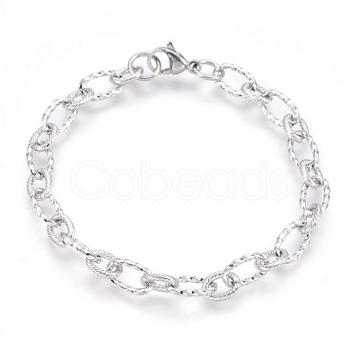 Tarnish Resistant 304 Stainless Steel Figaro Chain Bracelets BJEW-P237-24P-1