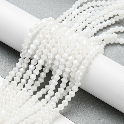 Opaque Solid Color Electroplate Glass Beads Strands EGLA-A039-P4mm-A15-1