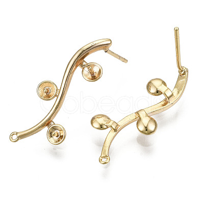 Brass Stud Earring Findings KK-T062-66G-B-NF-1