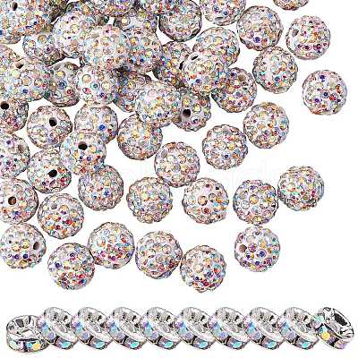 100Pcs Polymer Clay Rhinestone Round Beads RB-SZ0001-04-1