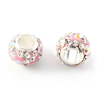 Handmade Polymer Clay Rhinestone European Beads FPDL-S016-001G-1