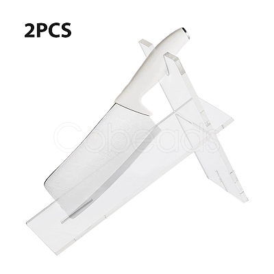 SUPERFINDINGS 2 Sets Transparent Acrylic Knife Display Stand AJEW-FH0003-64-1