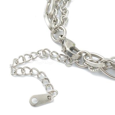 Tarnish Resistant 304 Stainless Steel Cable Chain Multi-strand Bracelets STAS-A051-05P-1