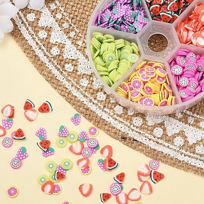 1800Pcs 6 Style Fruit Theme Handmade Polymer Clay Nail Art Decoration CLAY-YW0001-22-1