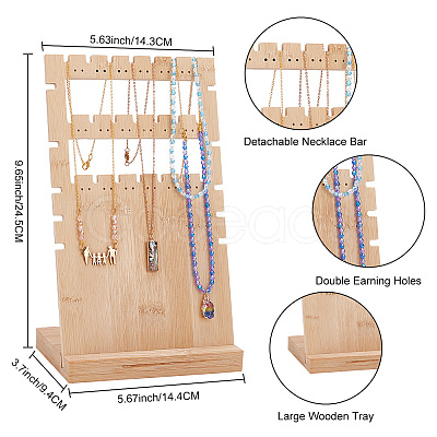 3-Tier Wooden Slant Back Jewelry Display Stands ODIS-WH0025-115-1