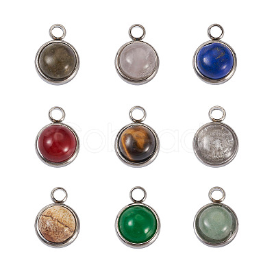 Fashewelry 9Pcs 9 Styles Natural Mixed Stone Charms G-FW0001-28-1