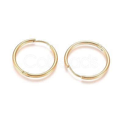 Ion Plating(IP) 304 Stainless Steel Huggie Hoop Earrings EJEW-F111A-25mm-G-1