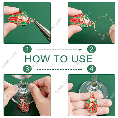 SUNNYCLUE DIY Christmas Wine Glass Charm Making Kits DIY-SC0018-88-1