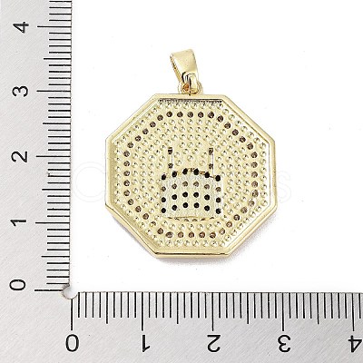 Rack Plating Brass Micro Pave Clear Cubic Zirconia Pendants KK-H474-22G-1