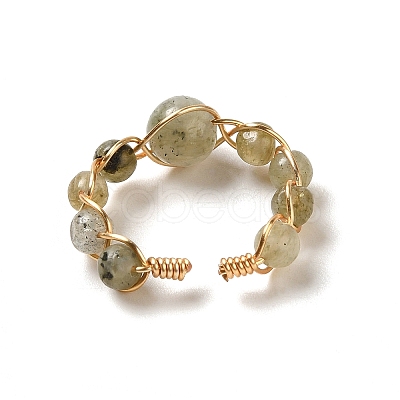 Adjustable Natural Labradorite with Brass Rings G-B075-01G-08-1