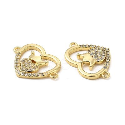 Brass Micro Pave Clear Cubic Zirconia Connector Charms KK-E068-VB350-1