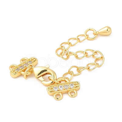 Brass Curb Chain Extenders with Micro Pave Cubic Zirconia X-KK-I705-17G-1