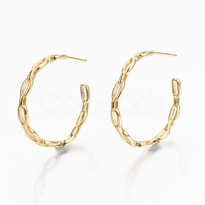 Brass Half Hoop Earrings KK-R117-055G-NF-1