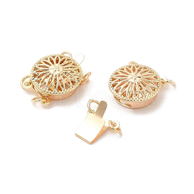 Rack Plating Flower Brass Box Clasps KK-QA183-99G-1