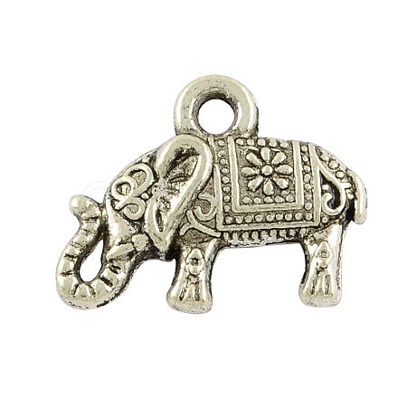 Tibetan Style Alloy Elephant Pendants X-TIBEP-23670-AS-FF-1
